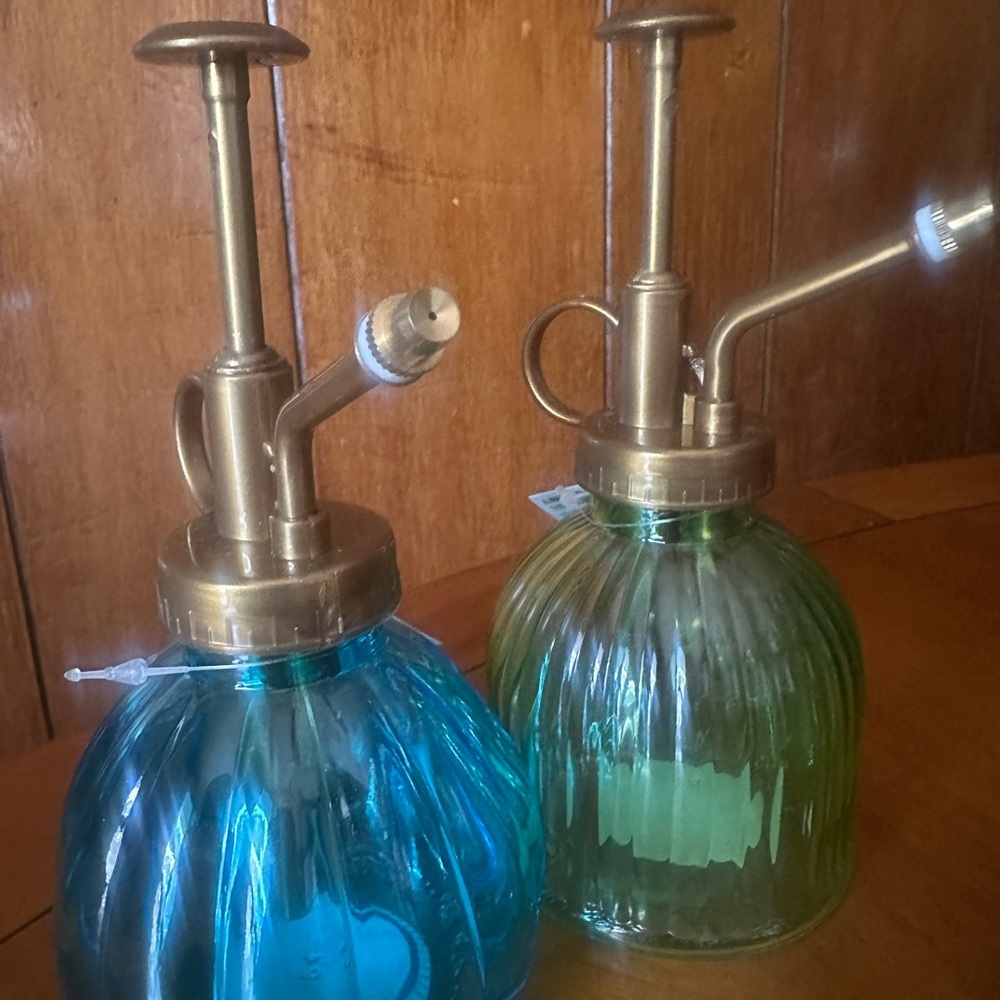 Vintage Blue and Green Glass Plant Misters